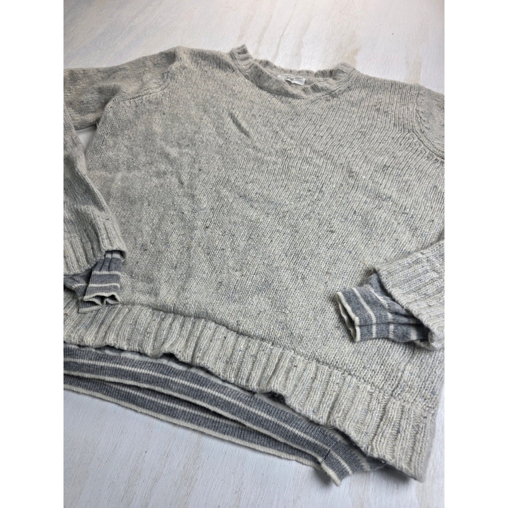 Majestic Filatures Merino Alpaca Cashmere Layered Sweater Grey Large Luxury Boho